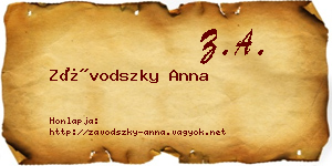 Závodszky Anna névjegykártya
