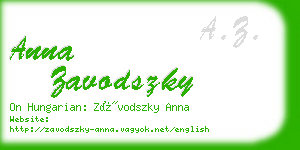 anna zavodszky business card